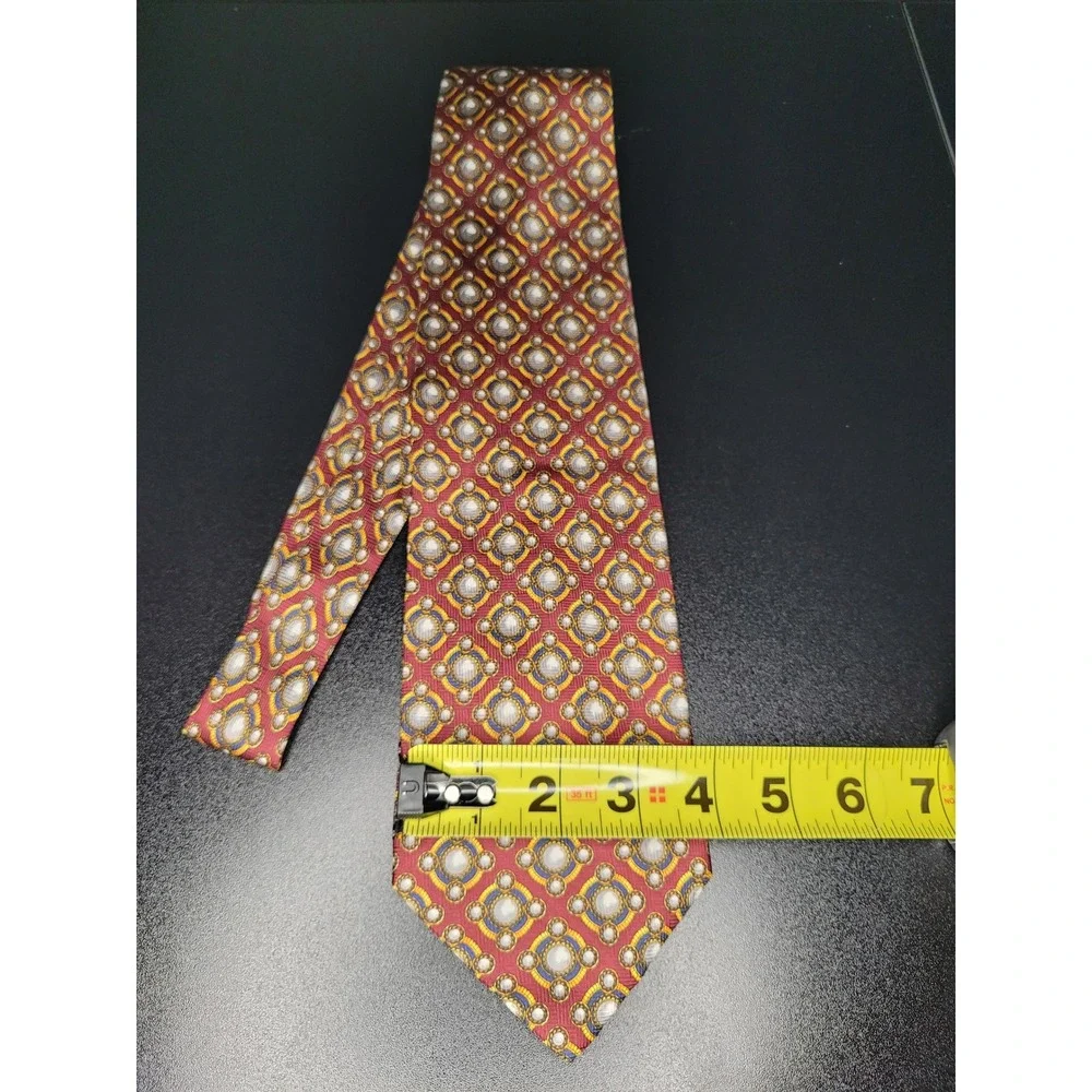 Valentino Men's Necktie Burgundy Geometric Silk 3.75